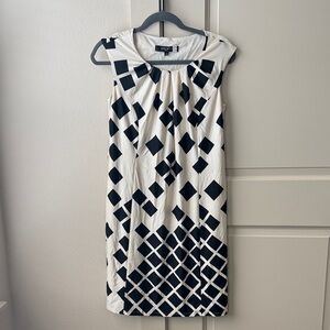 Nine West Black and White Geometric Midi Dress
